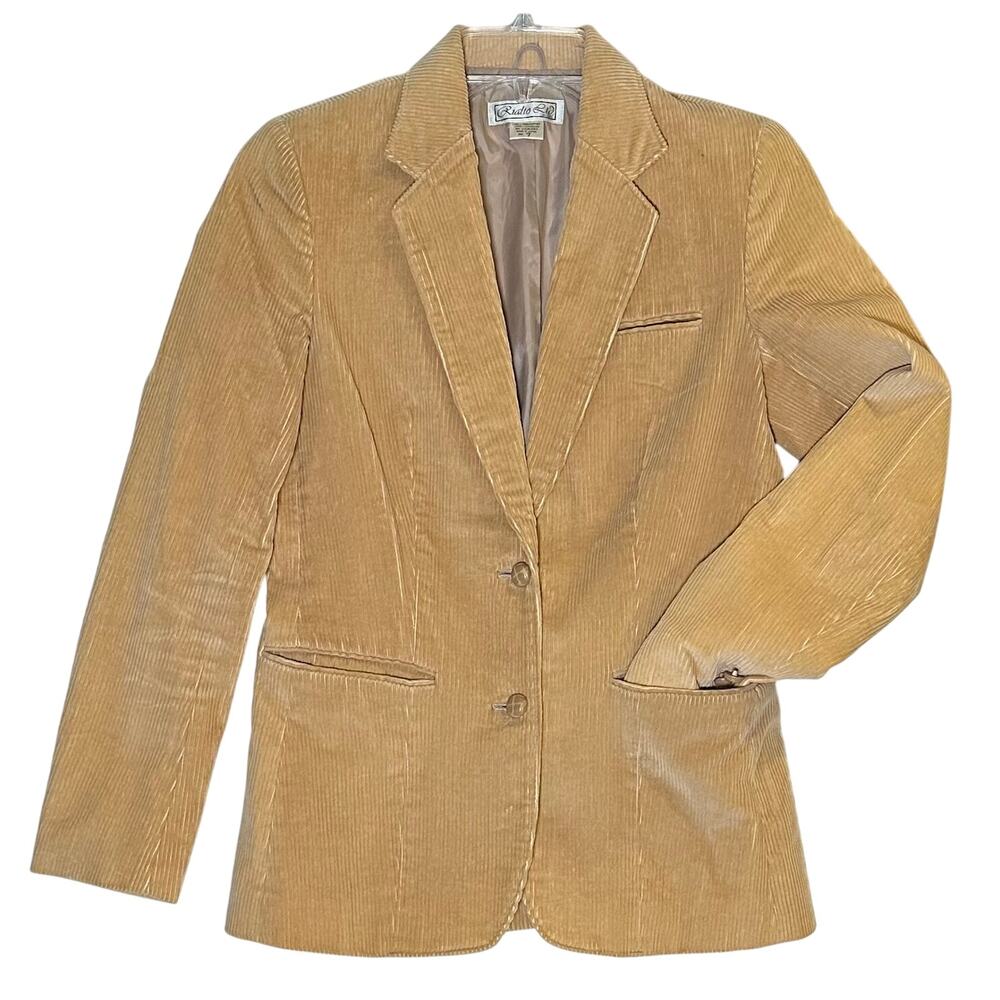 Rialto Ltd Beige Country Corduroy Blazer 2 Button Jacket Womens Sz 7 Vtg Western
